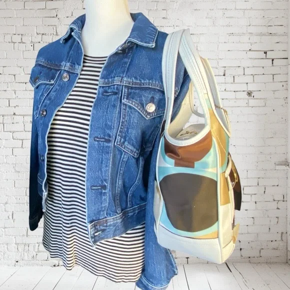 2006 Coach Y2K Scraf Print Ergo Turquoise Khaki Brown HTF - Picture 4 of 17